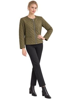 Bagatelle New York Quilted Moto Jacket Full Zip Front Bomber Olive Green XLP NWT